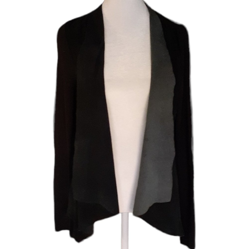 RAG & BONE OPEN COMBINATION CARDIGAN WITH LAMBS SUEDE FRONT PANELS SIZE XS